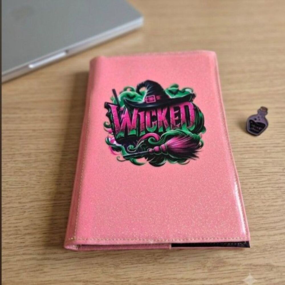Wicked Pink Vinyl Notebook Holder - Stylish Stationery and Notepad Cover